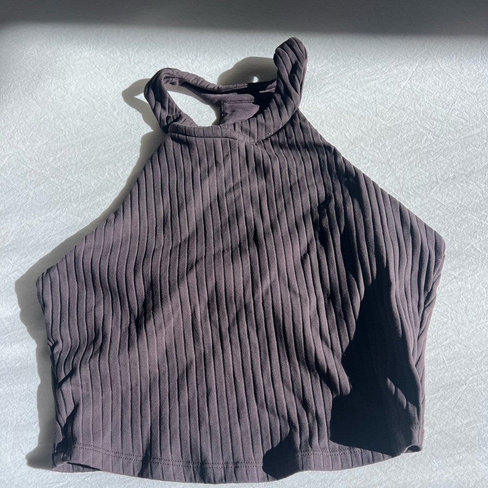 ALO Yoga Ribbed Halter Crop Top - purple